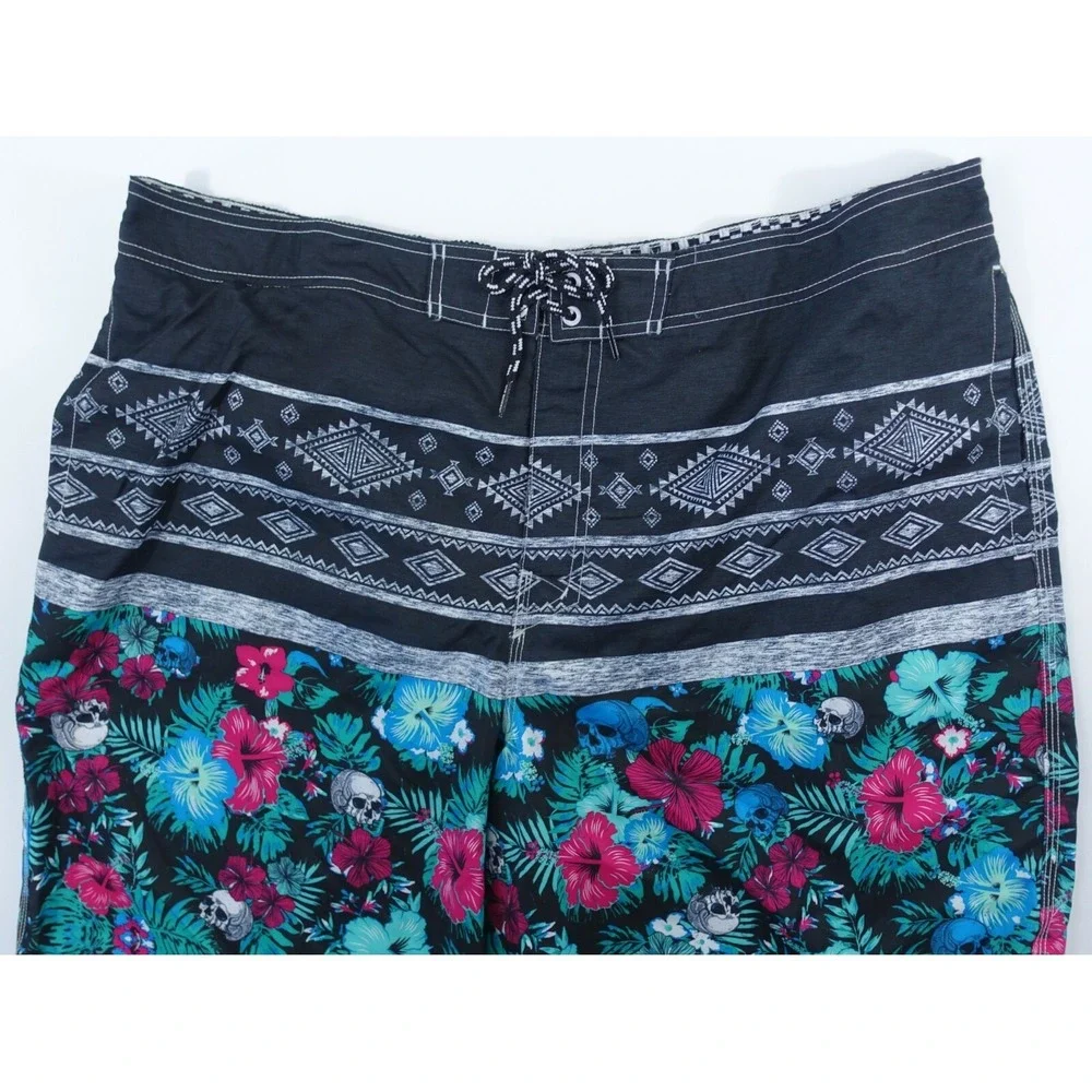 Joe Boxer Board Shorts Men XXL Skulls Floral Brief Mesh Lining Pockets Swim